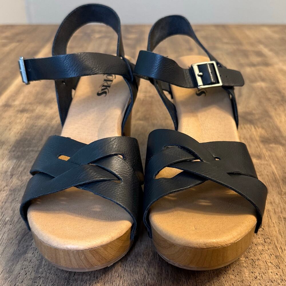 Korks Bagley Sandal Block Heel Platform Studded Strappy Retro Black Women’s US 9 - Picture 3 of 10